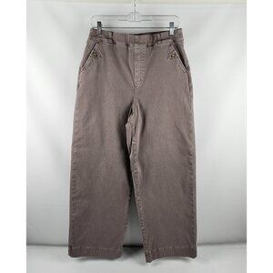 Spanx Jeans Womens XL Taupe Stretch Twill Cropped Wide Leg Denim (32x28) 20312T